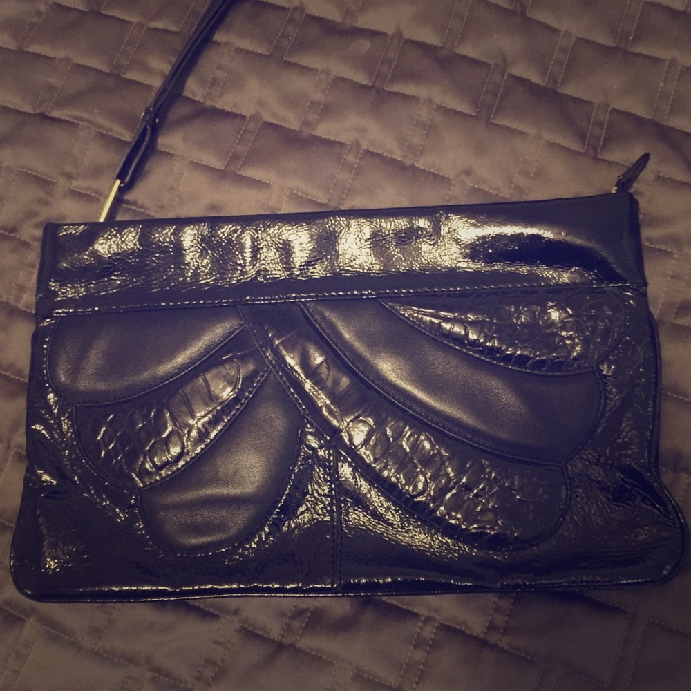 Cynthia Rowley Clutch in Patent Black